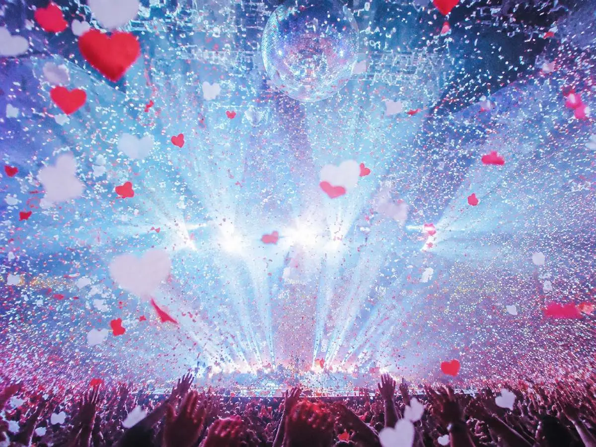 Confetti falling during a late-show emotional moment