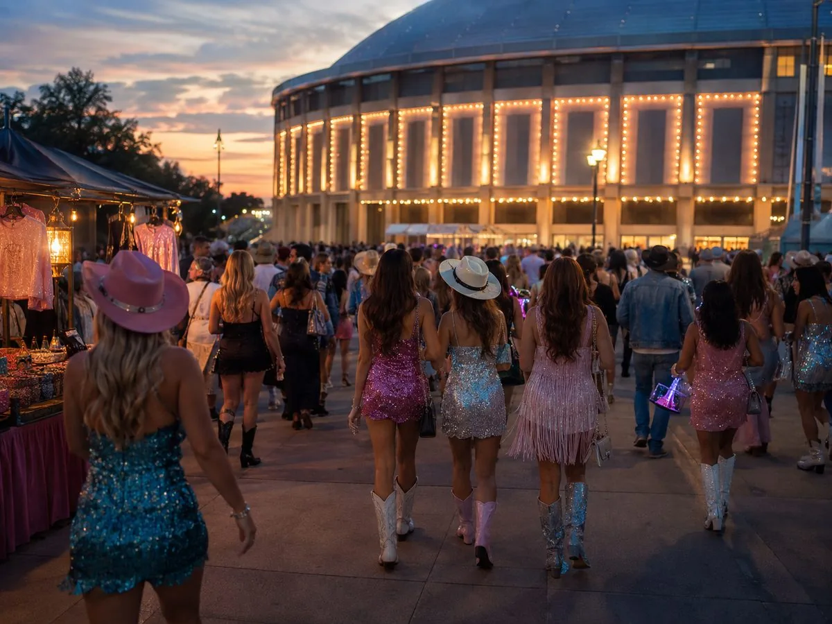 Fans outside an arena waiting for doors to open
